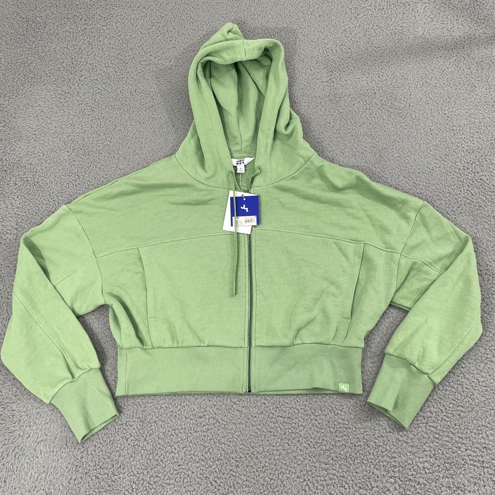 JoyLab Full Zip Cropped Hoodie Women XL Green Boxy Fit Sweatshirt NWT